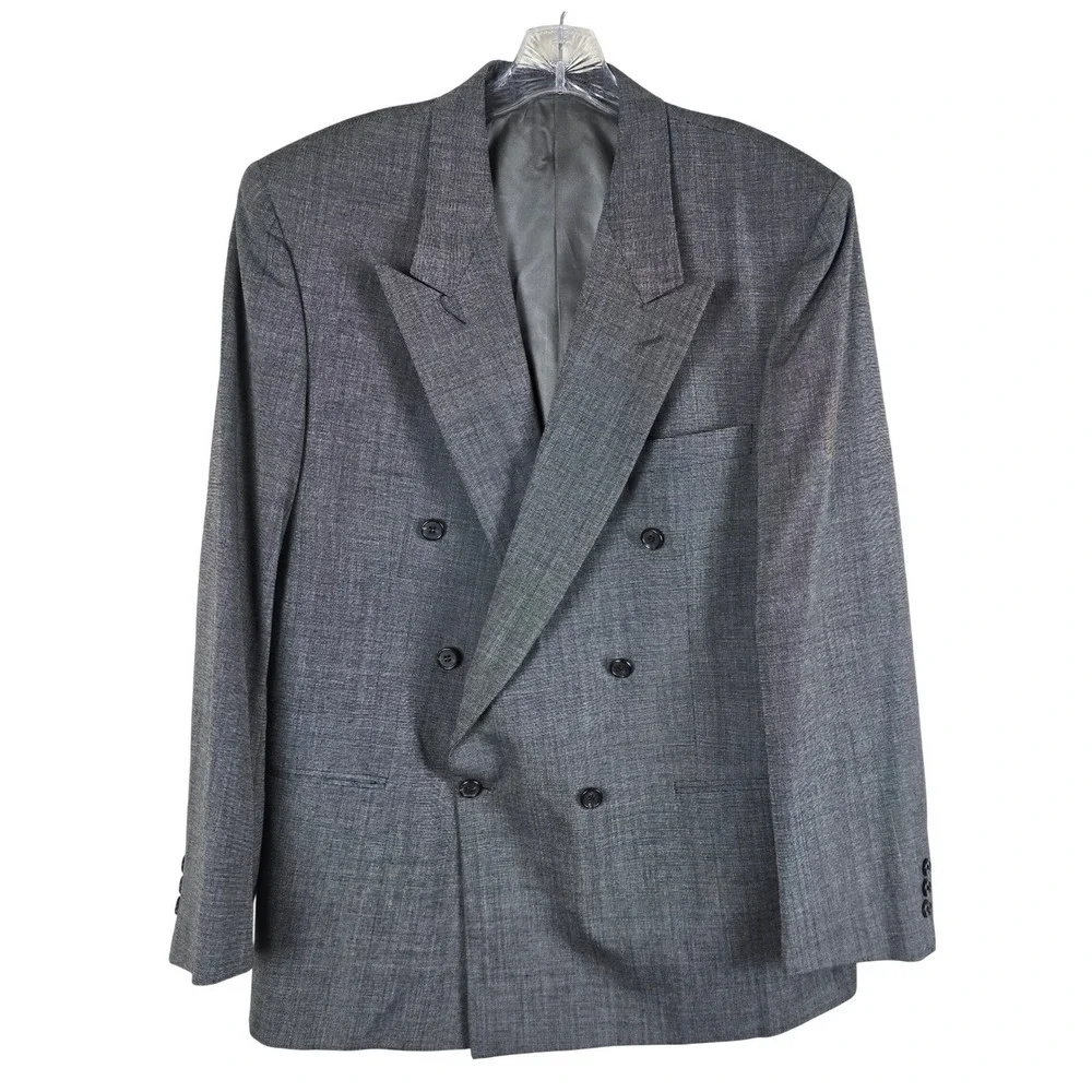 Givenchy Monsieur Vintage Double-Breasted‎ Blazer - Gray Micro-Check